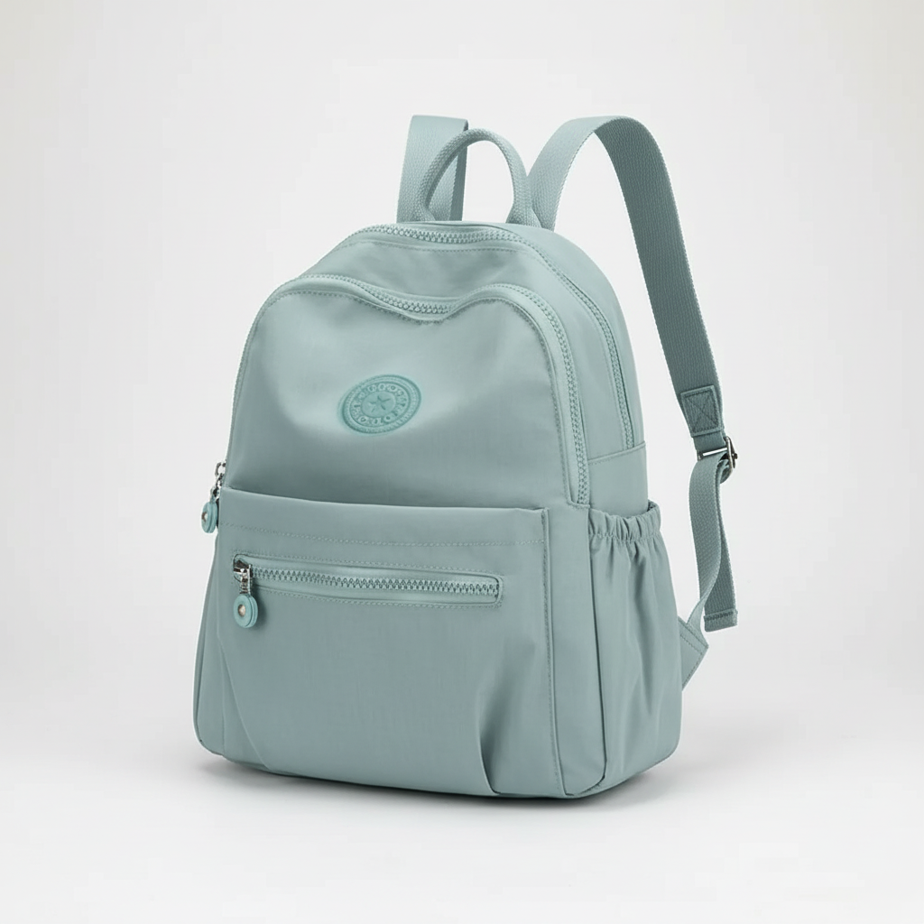Compact mini backpack with anti-theft design and water-resistant fabric
