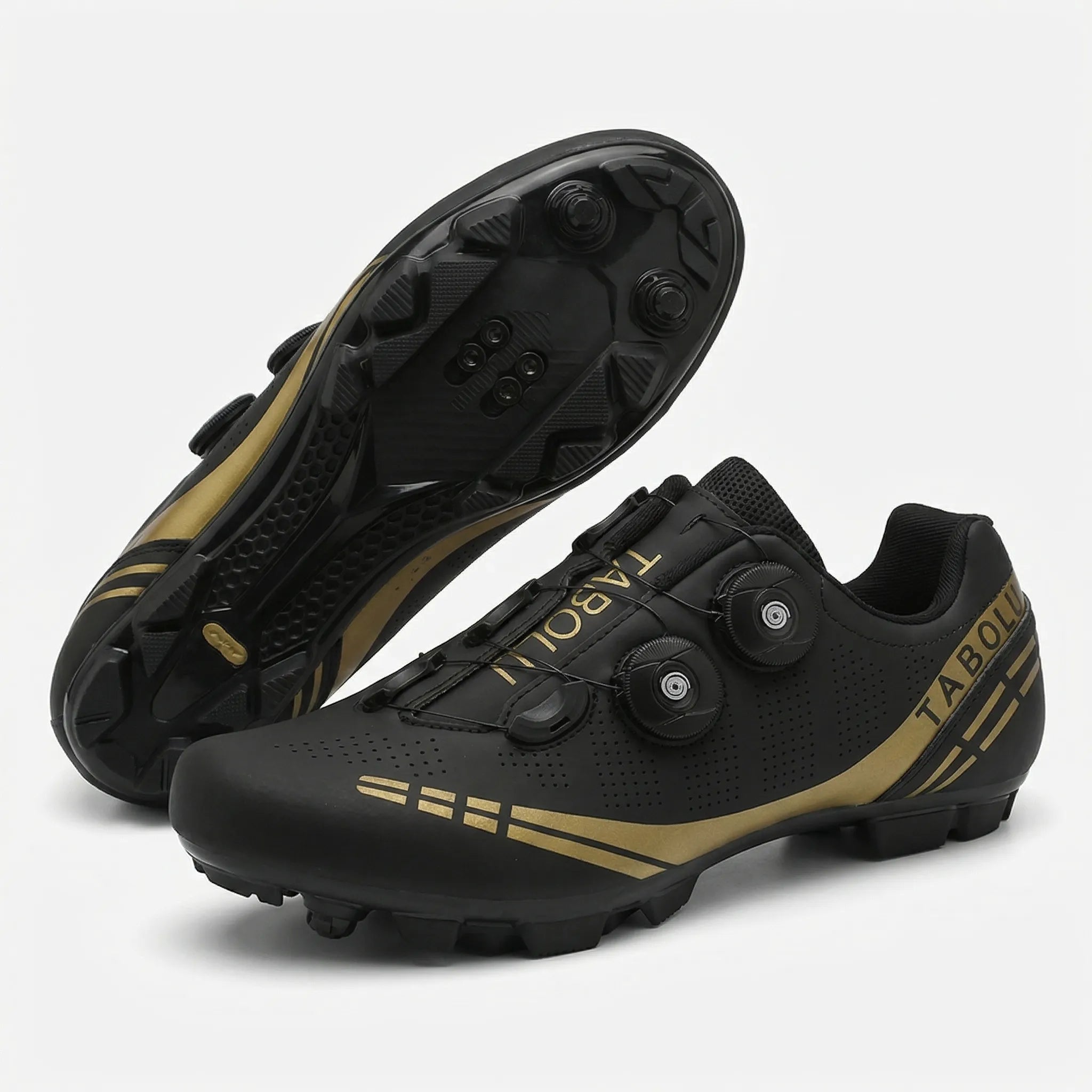 MTB cycling shoe with rotary knob closure and SPD cleat compatibility