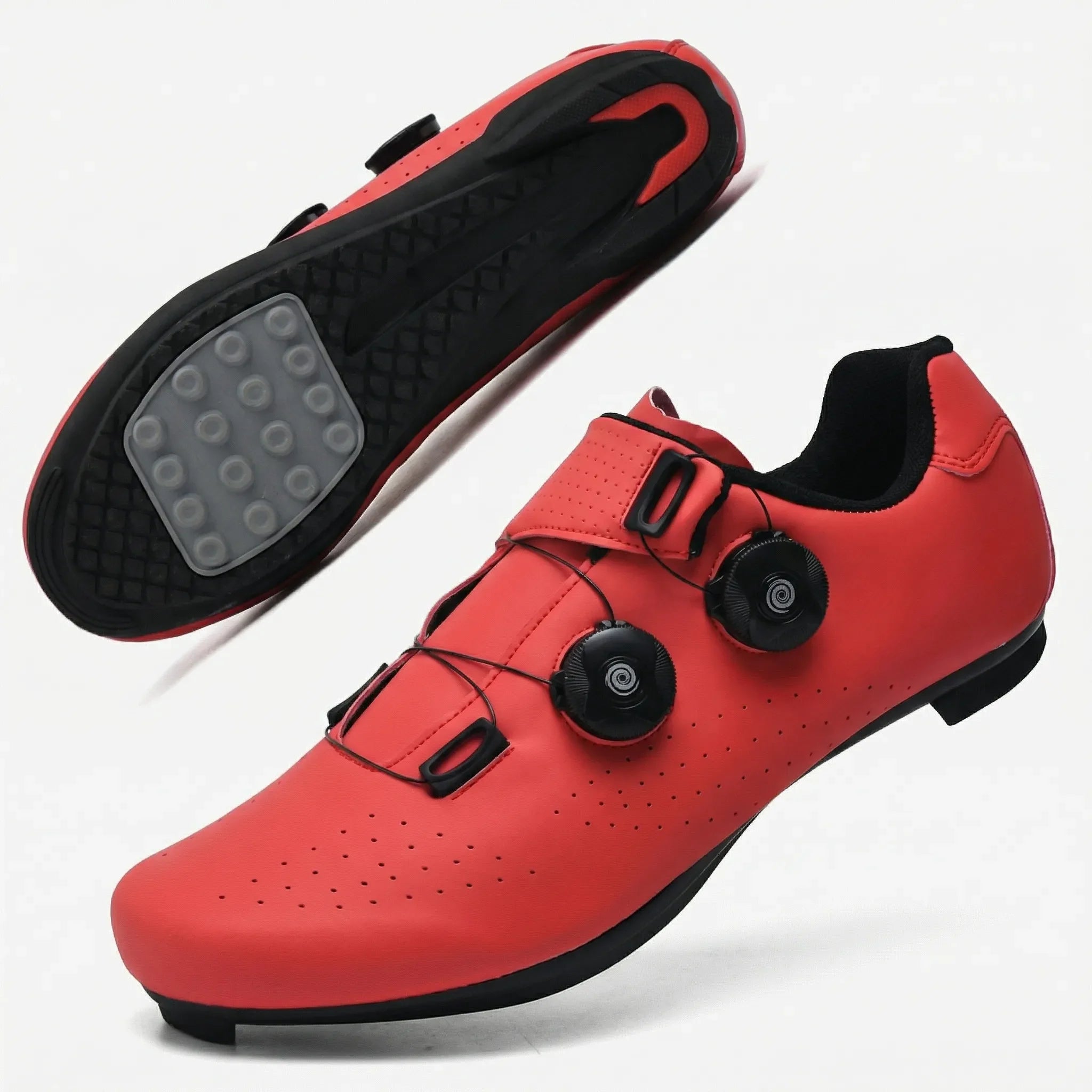 Dual dial cycling shoe with breathable upper and adjustable fit for road and mountain biking