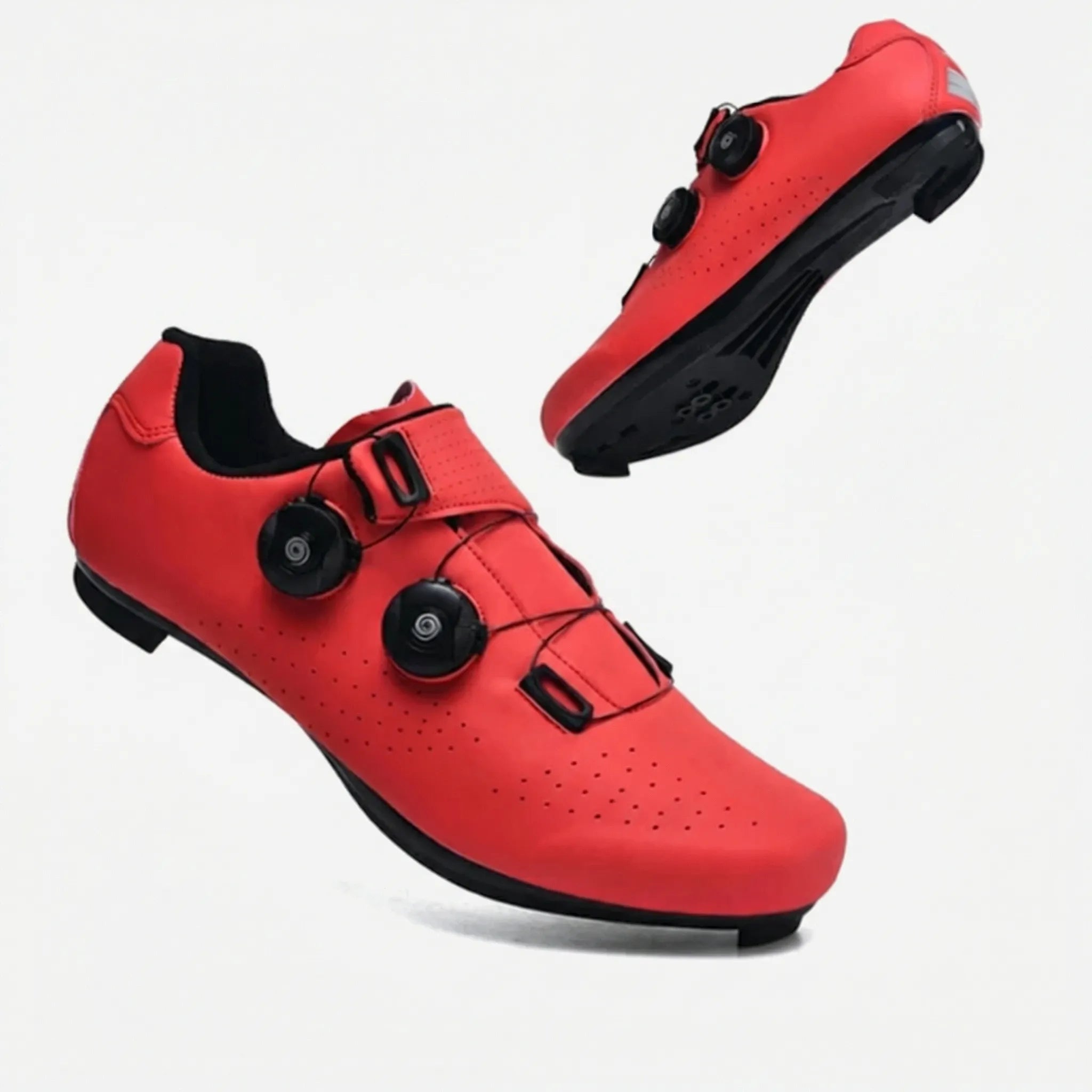 Dual dial cycling shoe with breathable upper and adjustable fit for road and mountain biking
