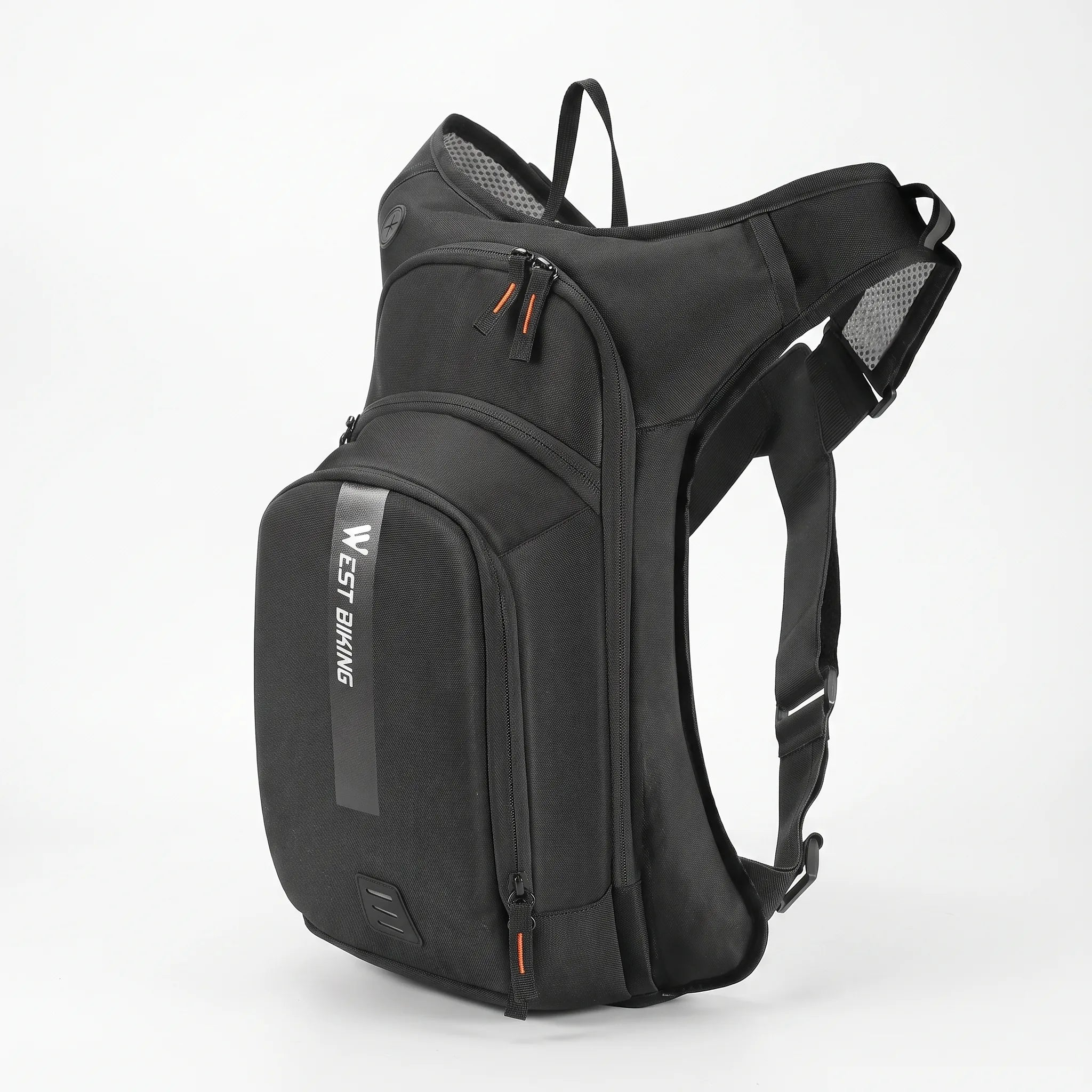 Sports backpack with cross harness design and hydration port