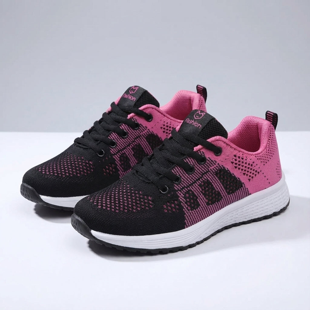 Women's low cut sport shoe with breathable mesh upper and cushioned sole