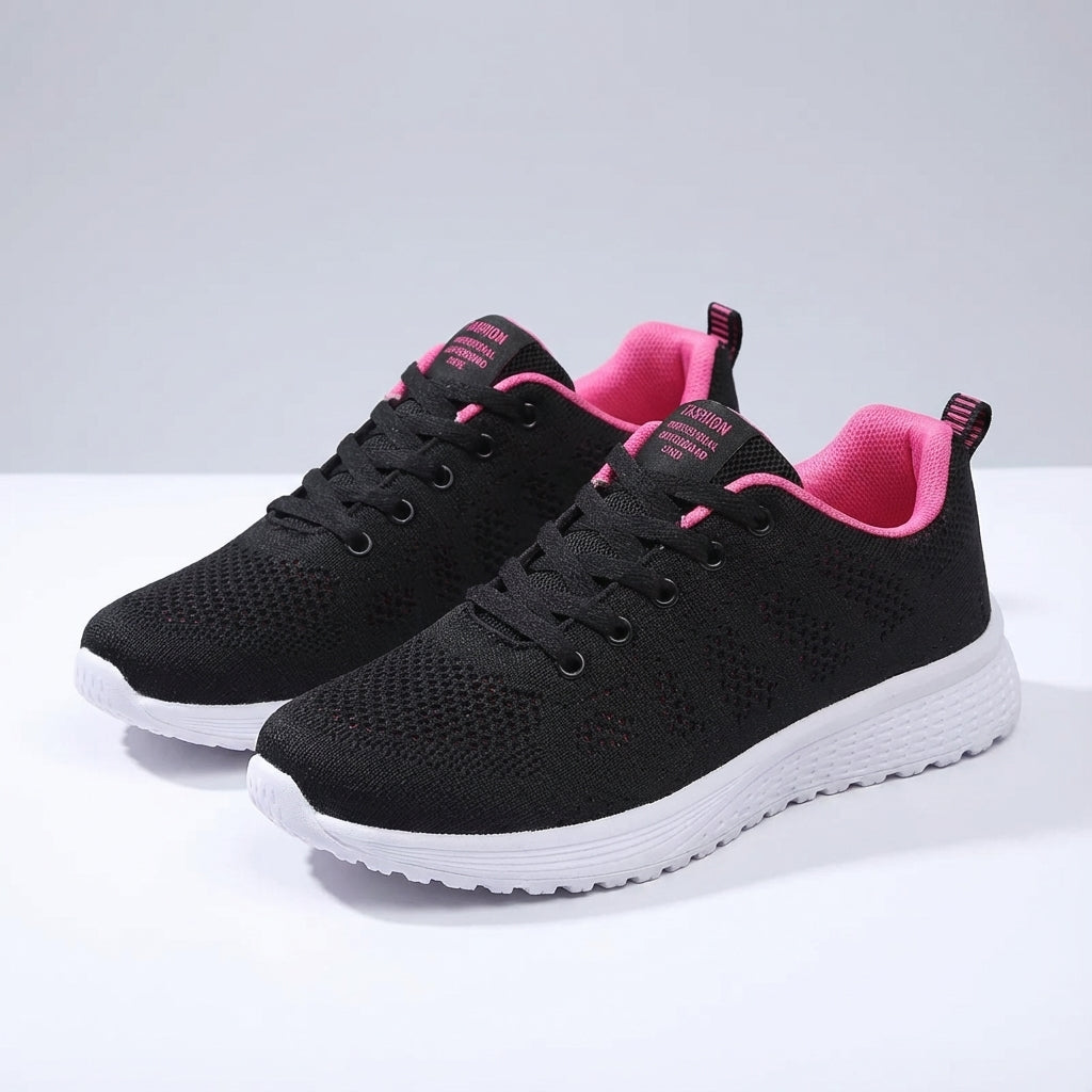 Women's low cut sport shoe with breathable mesh upper and cushioned sole