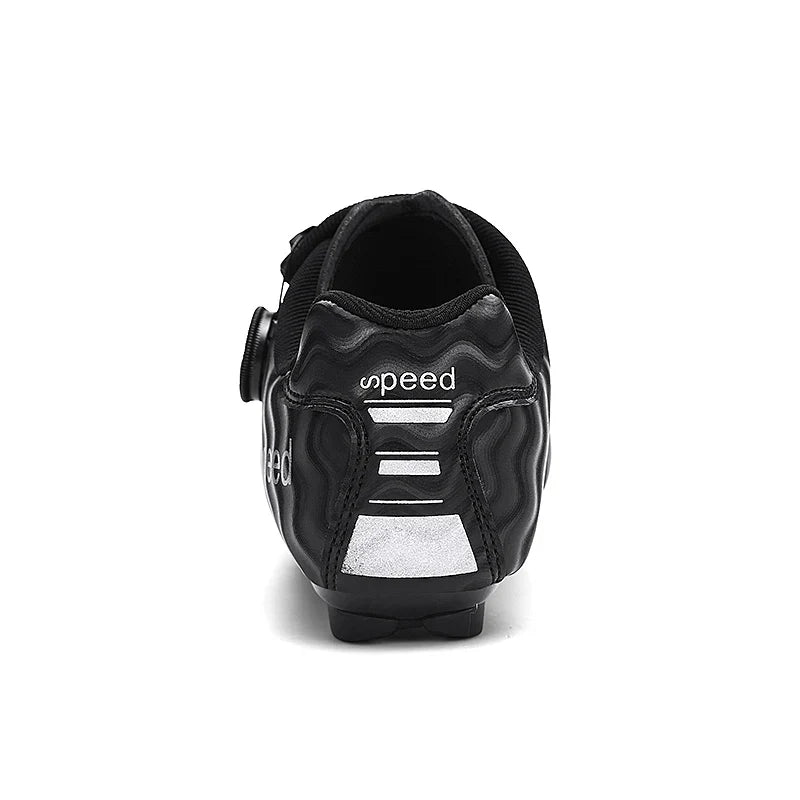 Hard-soled road cycling shoe with SPD cleat compatibility and dual rotary dial