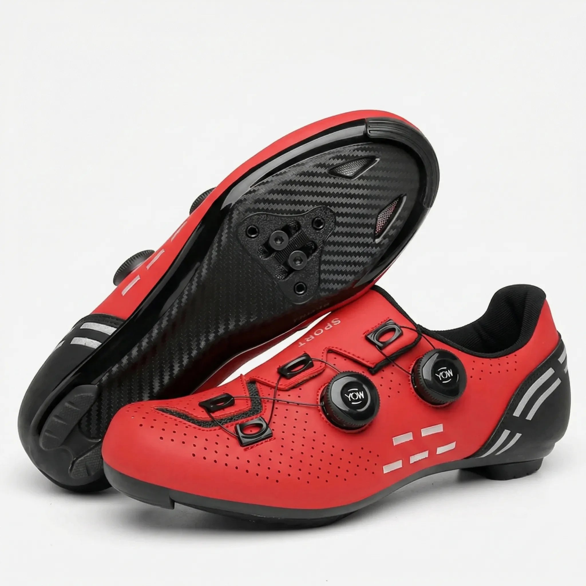 Men's dual-purpose cycling shoe with rotary dial closure and perforated upper