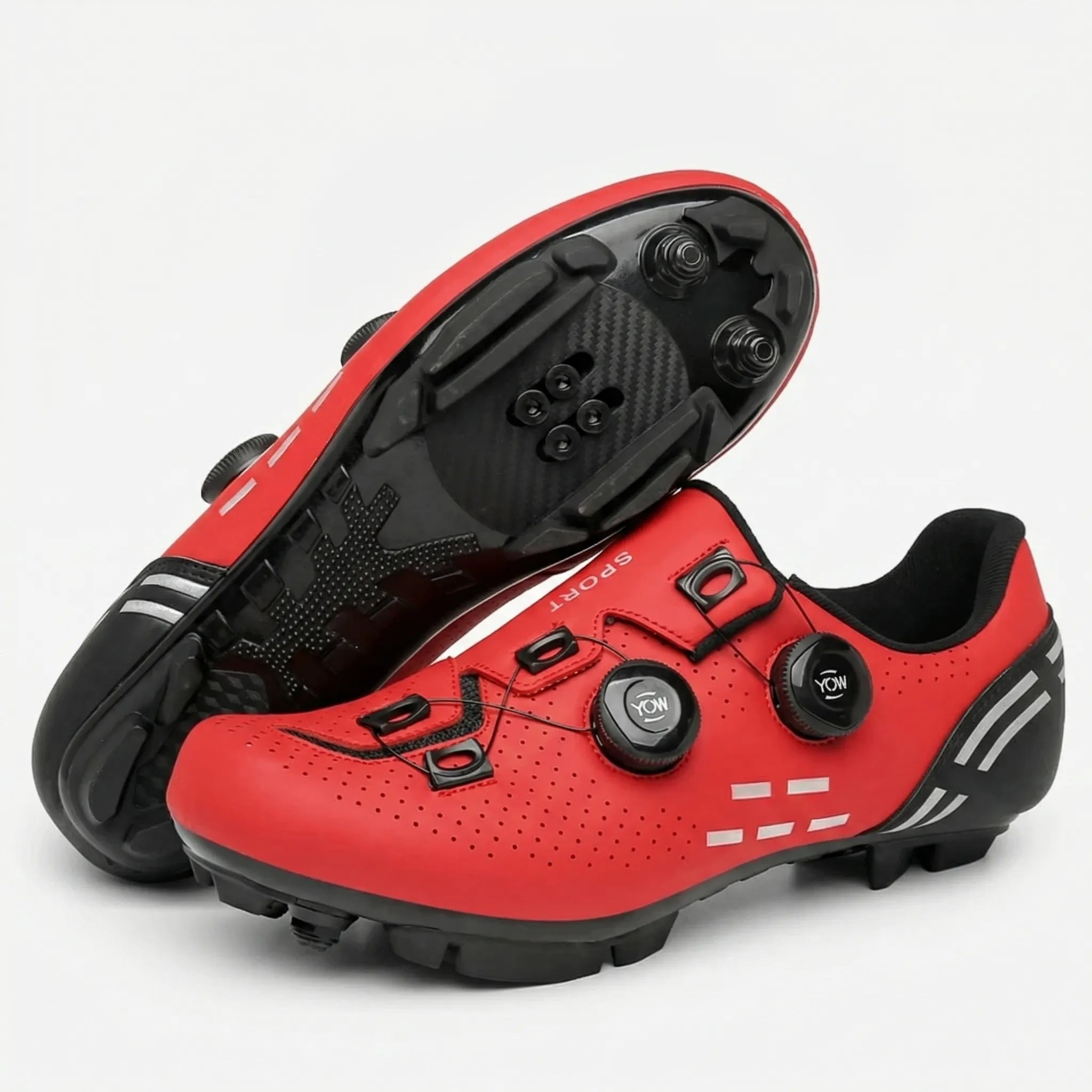 Men's dual-purpose cycling shoe with rotary dial closure and perforated upper