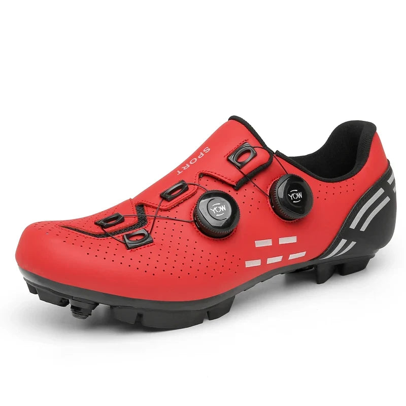 Men's dual-purpose cycling shoe with rotary dial closure and perforated upper