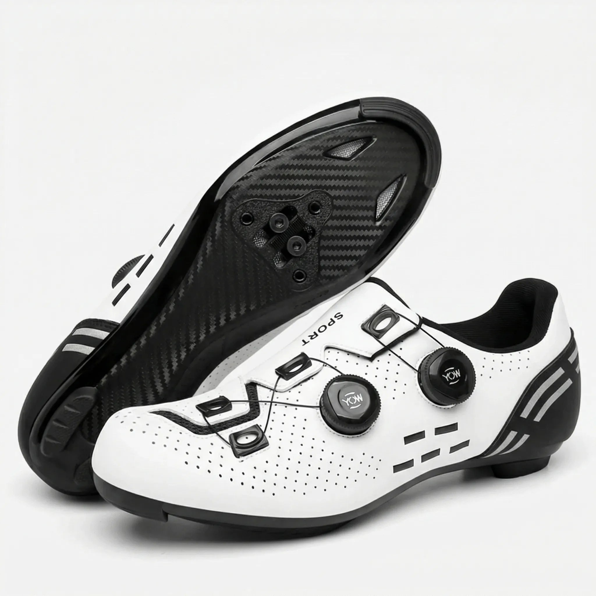 Men's dual-purpose cycling shoe with rotary dial closure and perforated upper