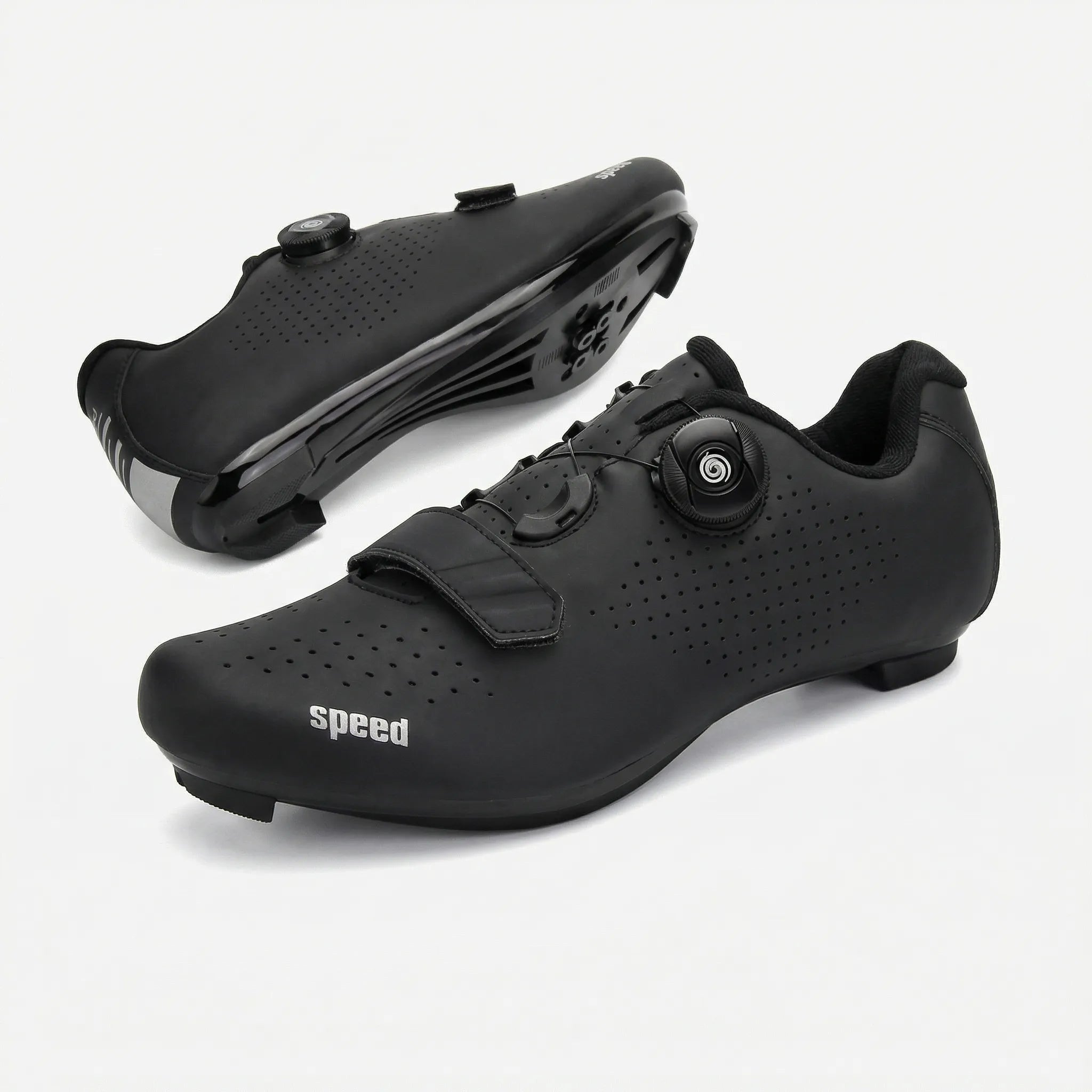 Men's dual-purpose cycling shoe with rotary dial closure and perforated upper