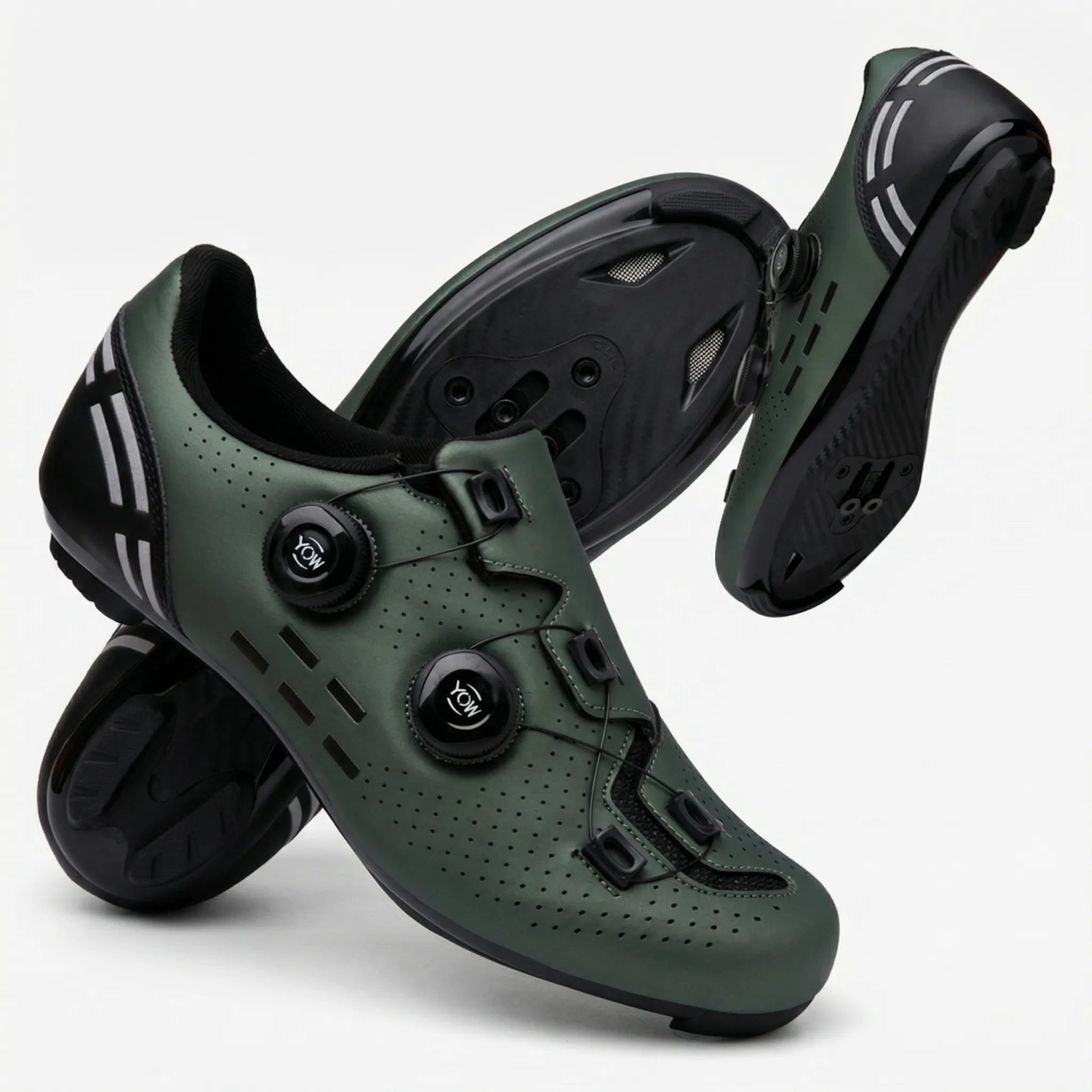 Men's dual-purpose cycling shoe with rotary dial closure and perforated upper