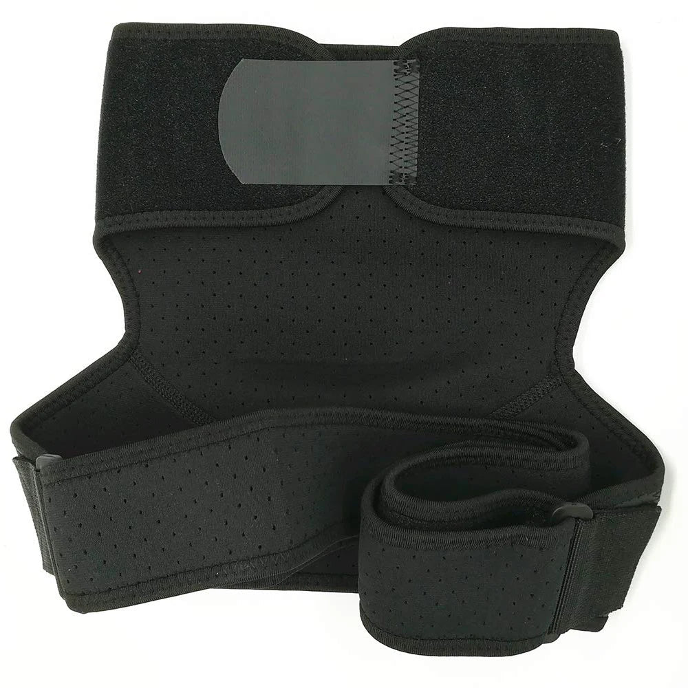 Adjustable compression shoulder brace with reinforced wrap design