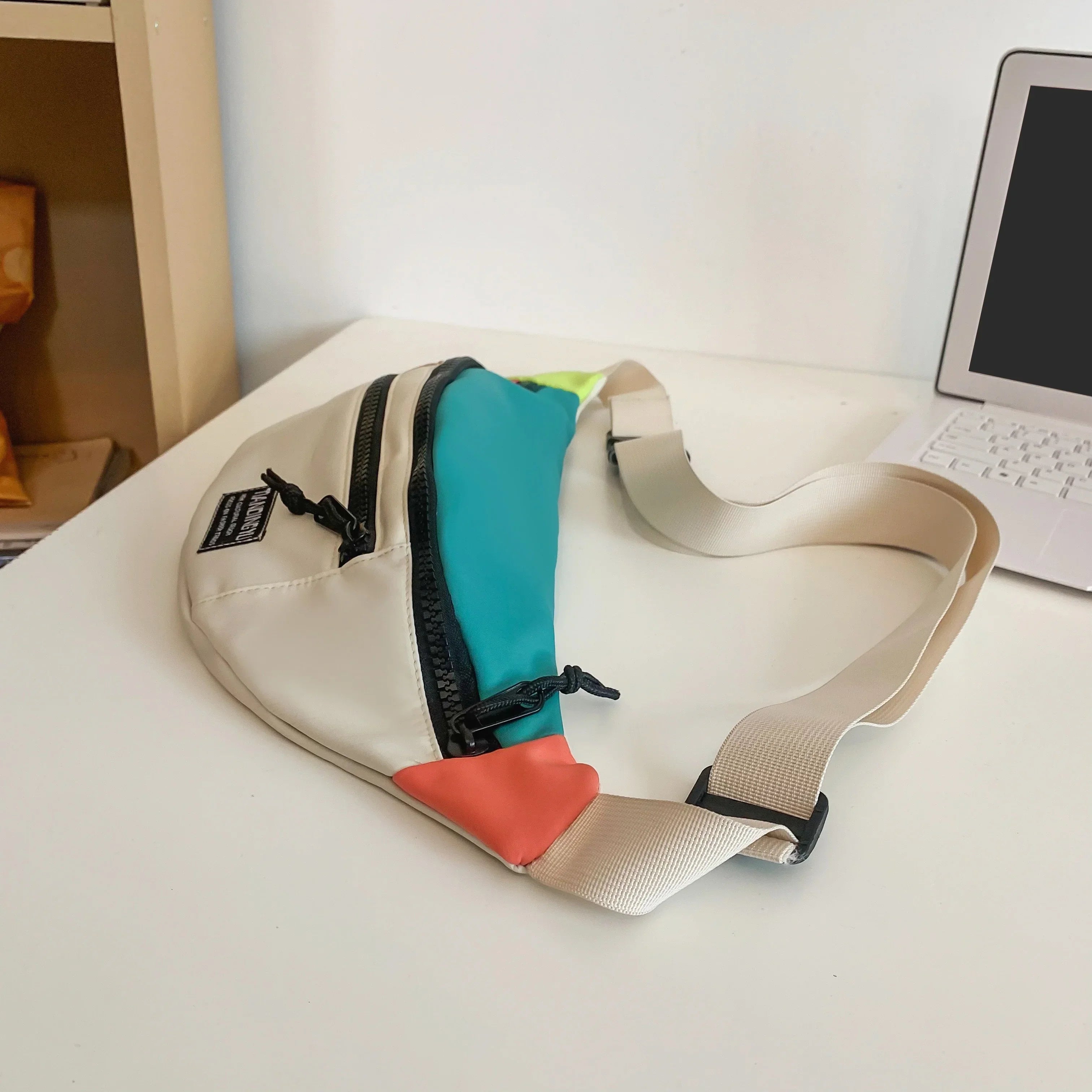 Casual nylon crossbody sling bag with zippered pockets