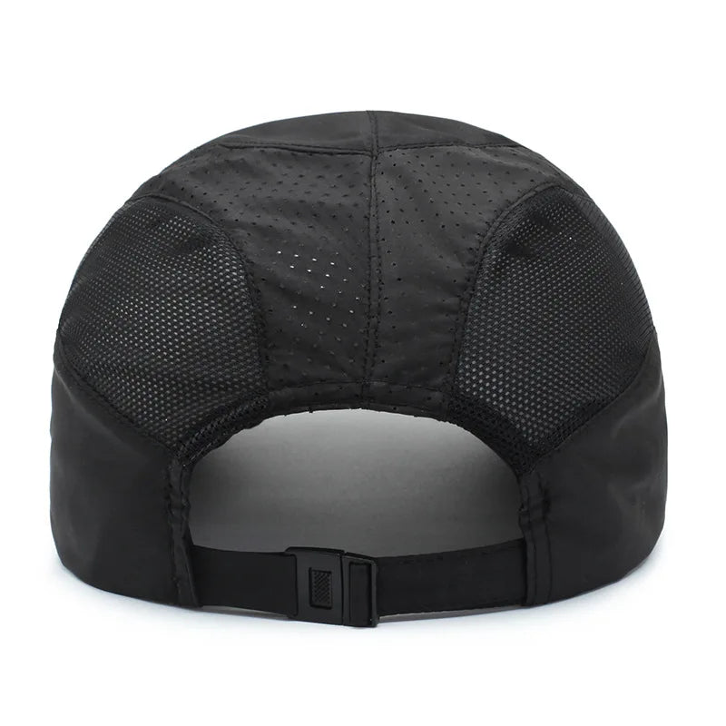 UV-rated baseball cap with mesh ventilation and quick-drying fabric