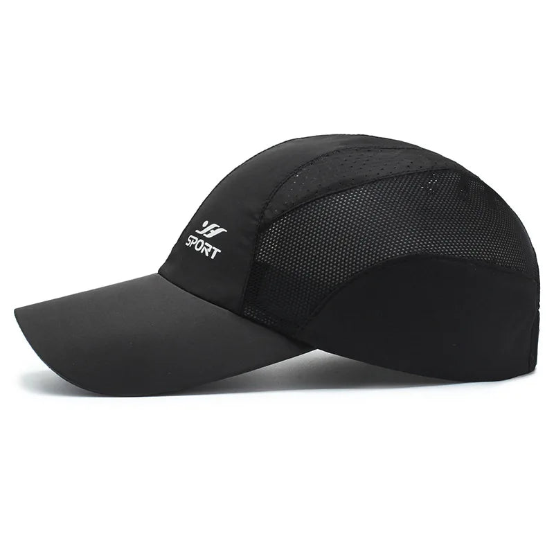 UV-rated baseball cap with mesh ventilation and quick-drying fabric