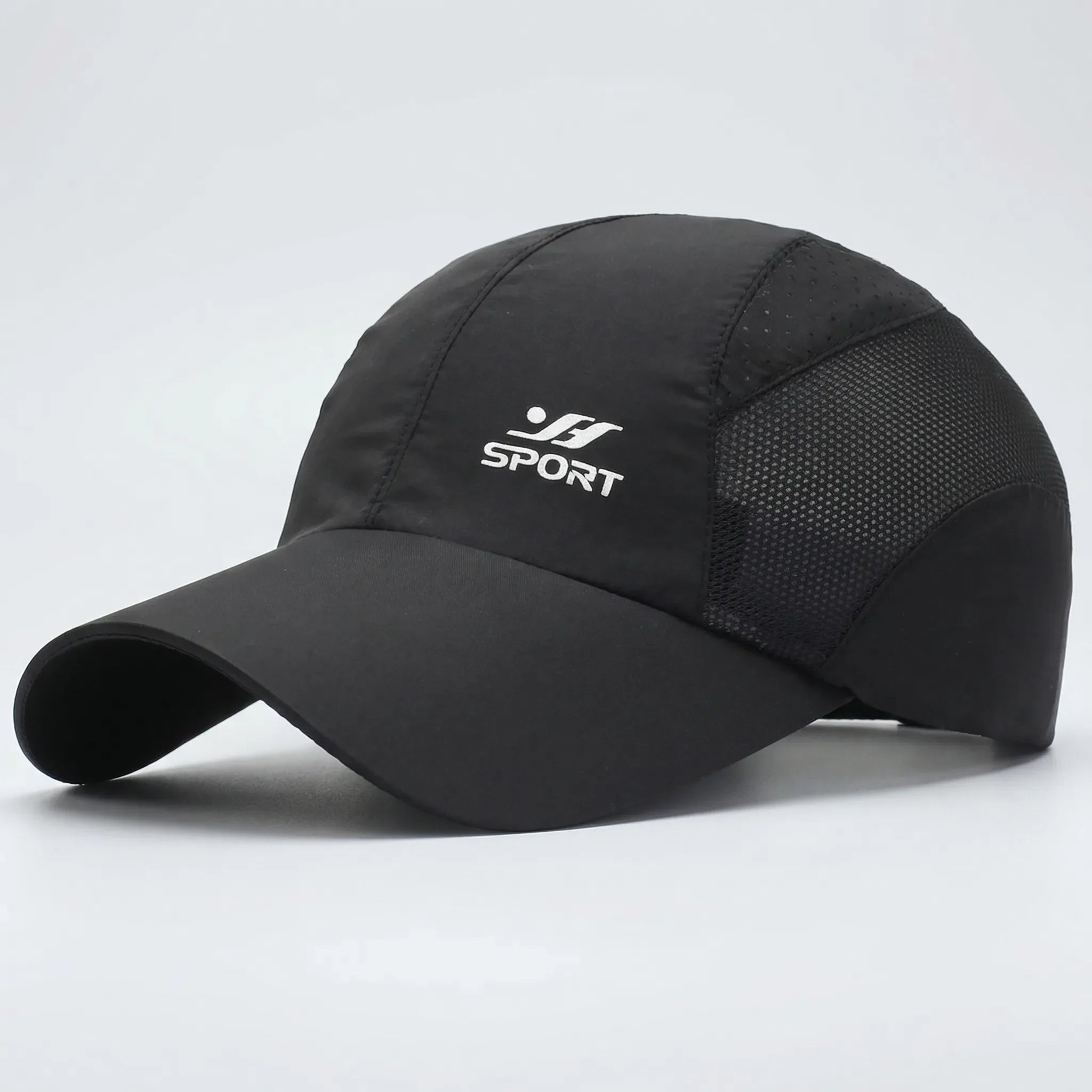 UV-rated baseball cap with mesh ventilation and quick-drying fabric