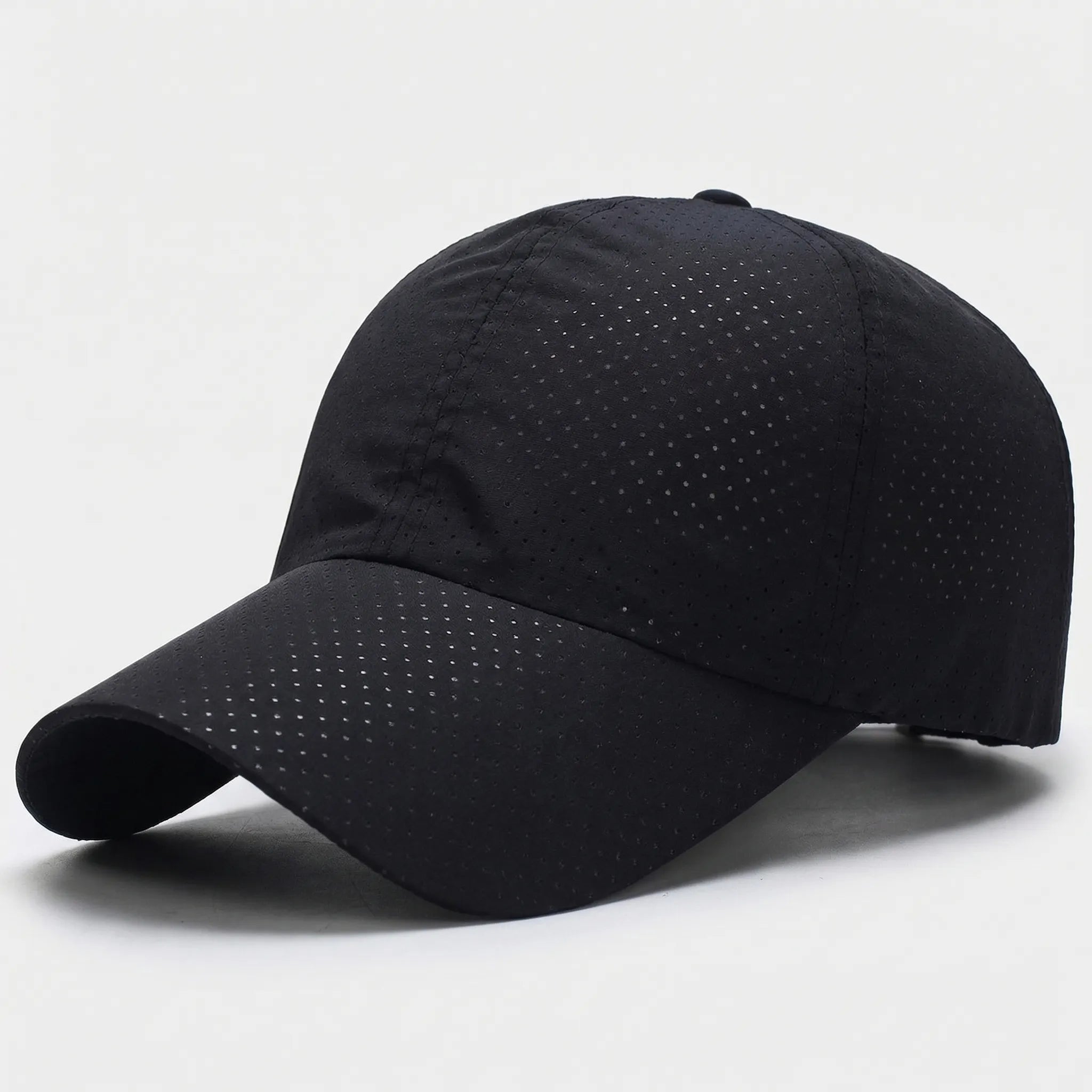 Breathable perforated baseball cap with structured visor for men and women