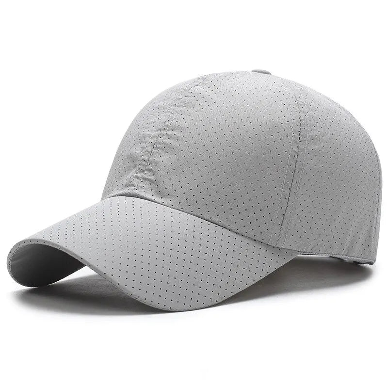 Breathable perforated baseball cap with structured visor for men and women