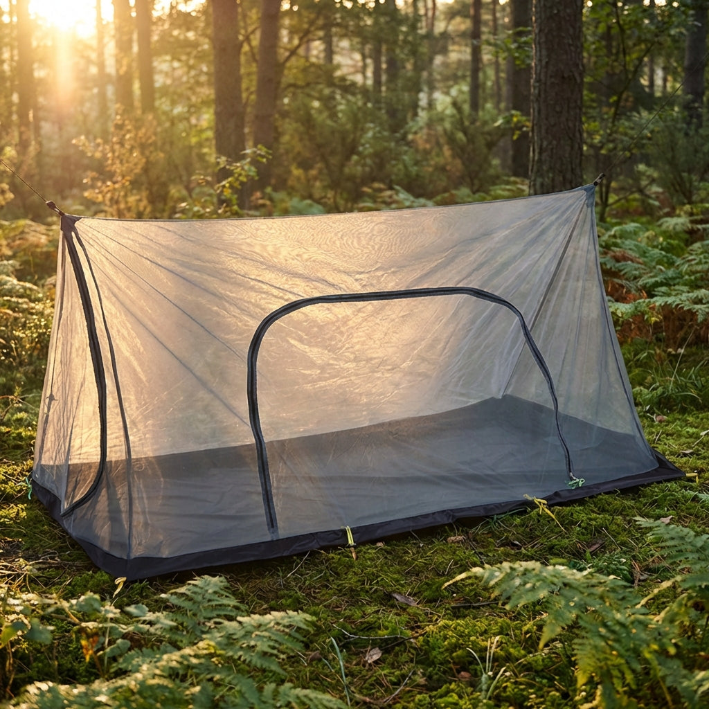 Ultralight single-person mesh tent with insect protection and ventilation