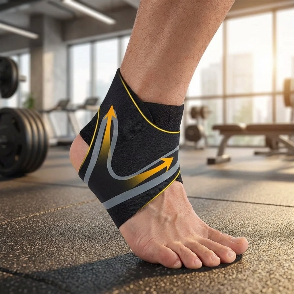 Adjustable ankle support wrap with breathable design for sports and recovery