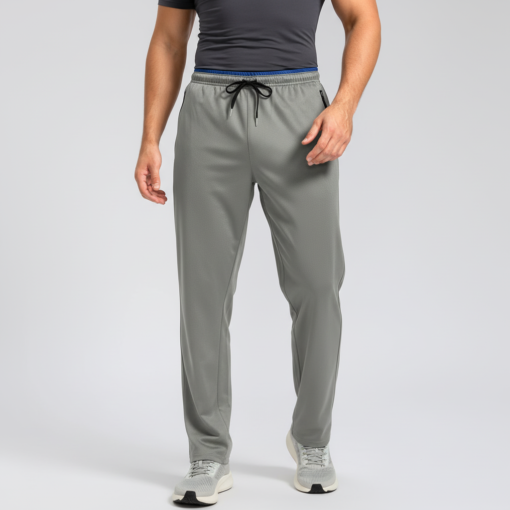 Men's athletic joggers with elastic waistband and zip pockets