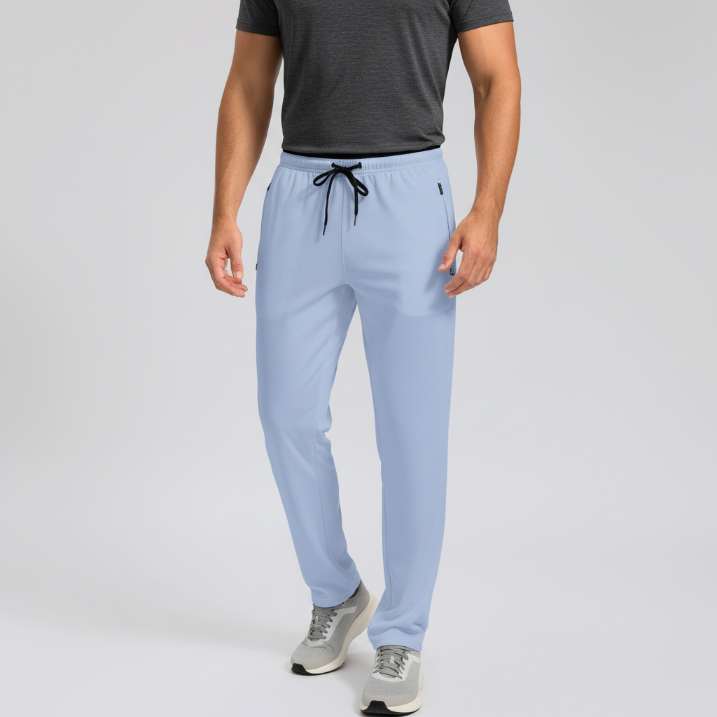 Men's athletic joggers with elastic waistband and zip pockets