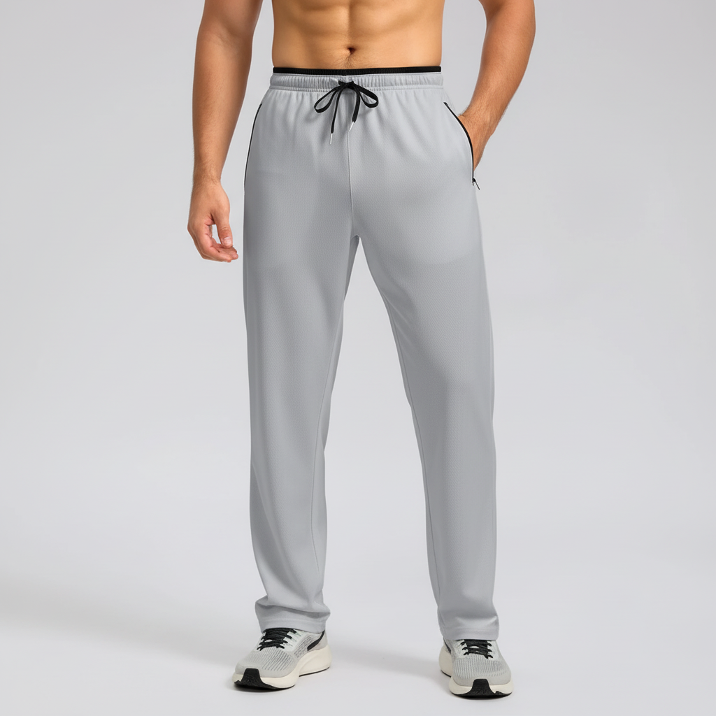 Men's athletic joggers with elastic waistband and zip pockets