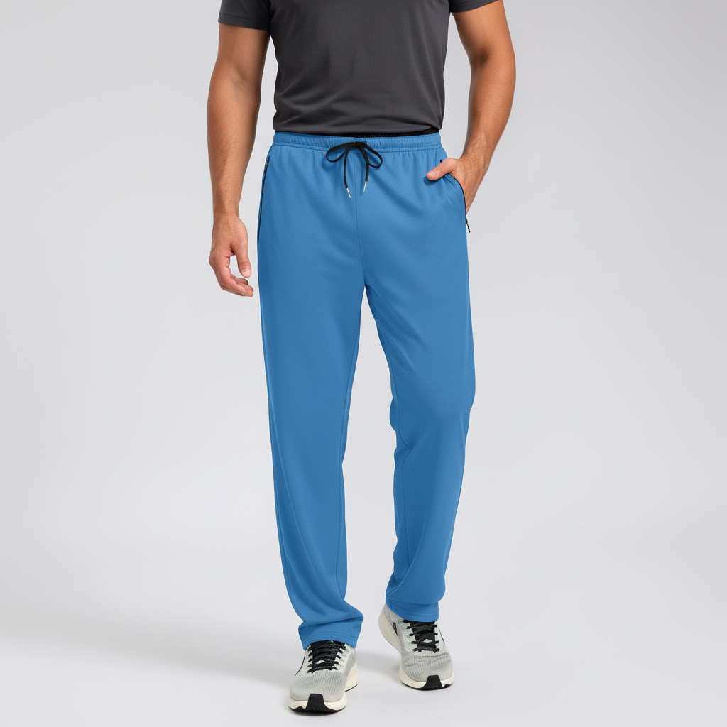 Men's athletic joggers with elastic waistband and zip pockets