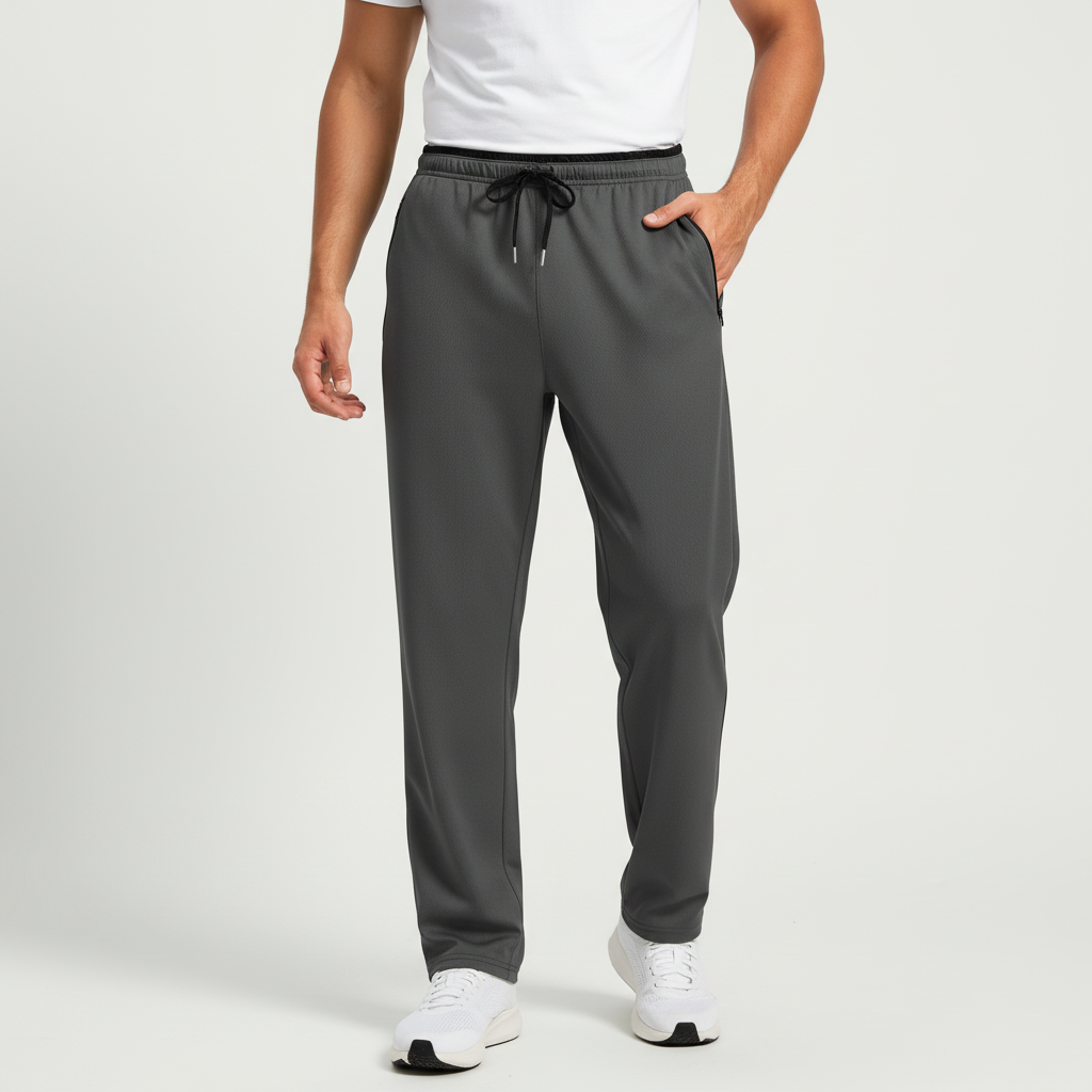 Men's athletic joggers with elastic waistband and zip pockets