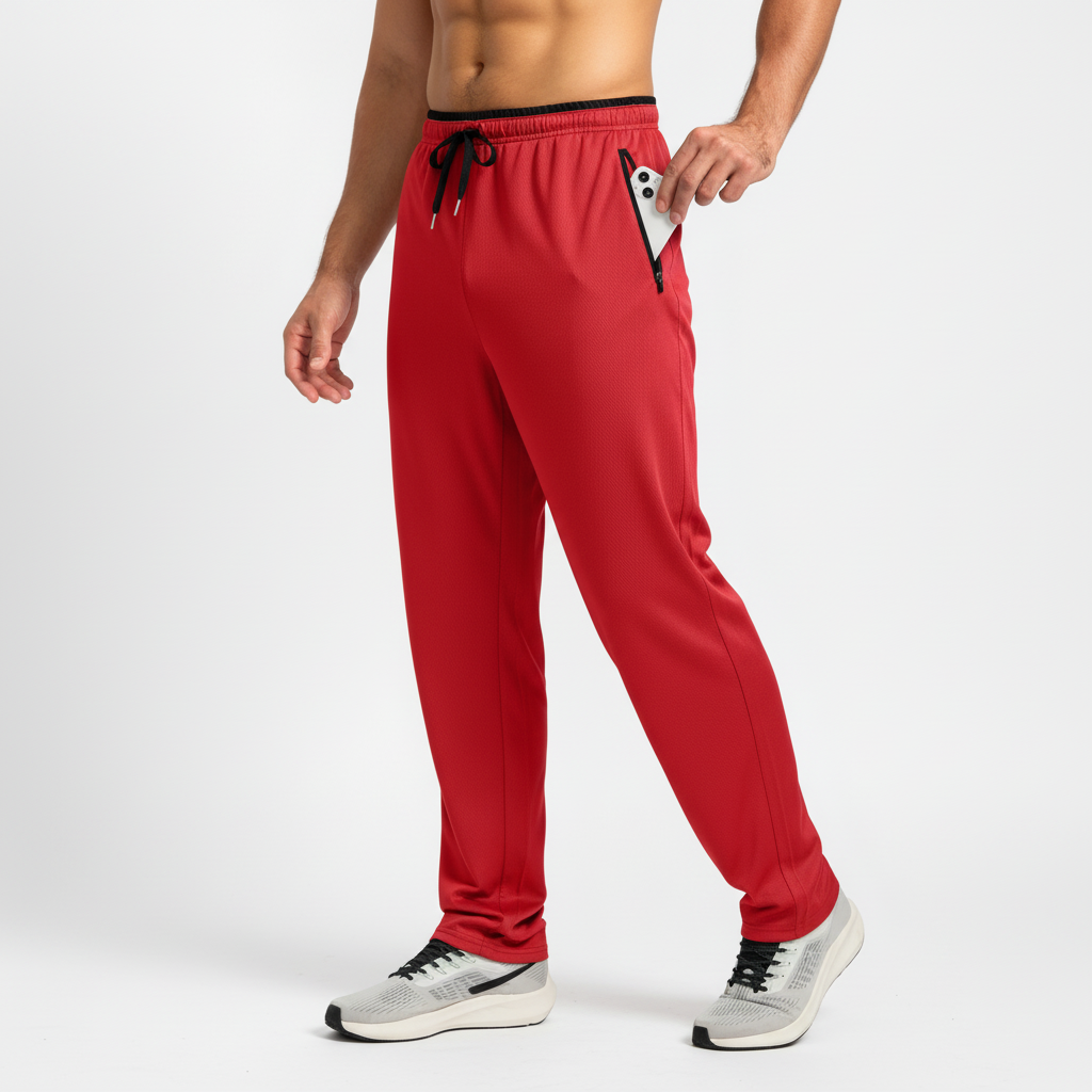 Men's athletic joggers with elastic waistband and zip pockets