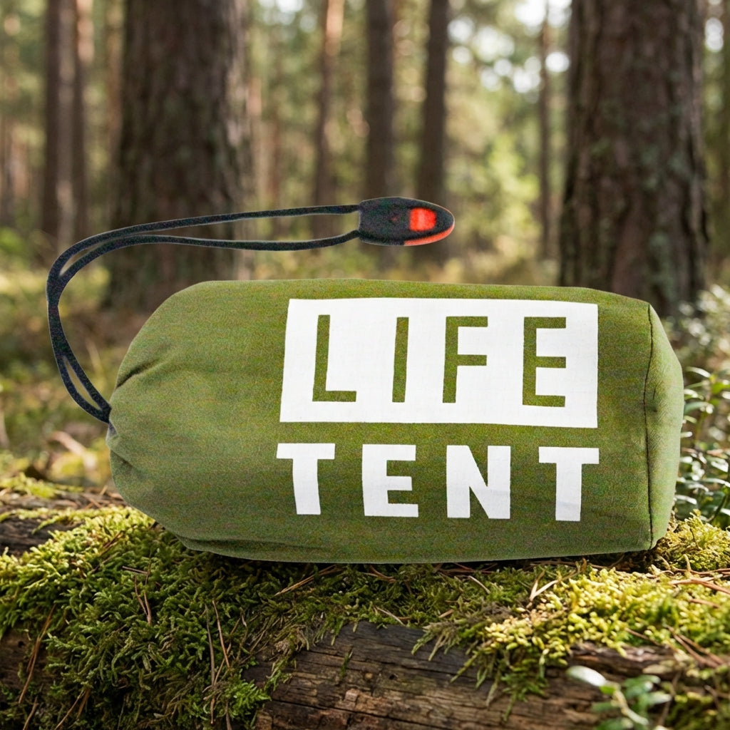 Compact 2-person emergency shelter tent with heat retention and quick setup