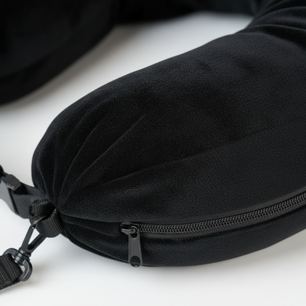 Travel accessories neck pillow with adjustable support and storage pouch