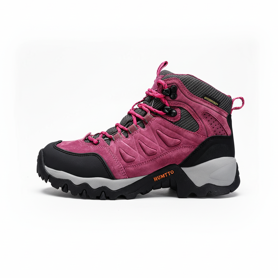 Water resistant hiking boot with cushioned insole and durable rubber traction