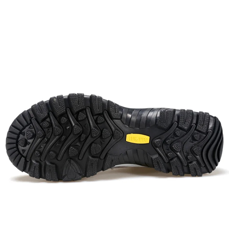 Water resistant hiking boot with cushioned insole and durable rubber traction