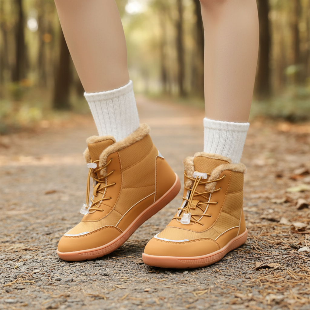 Women's waterproof winter ankle boots with soft warm lining and grip sole