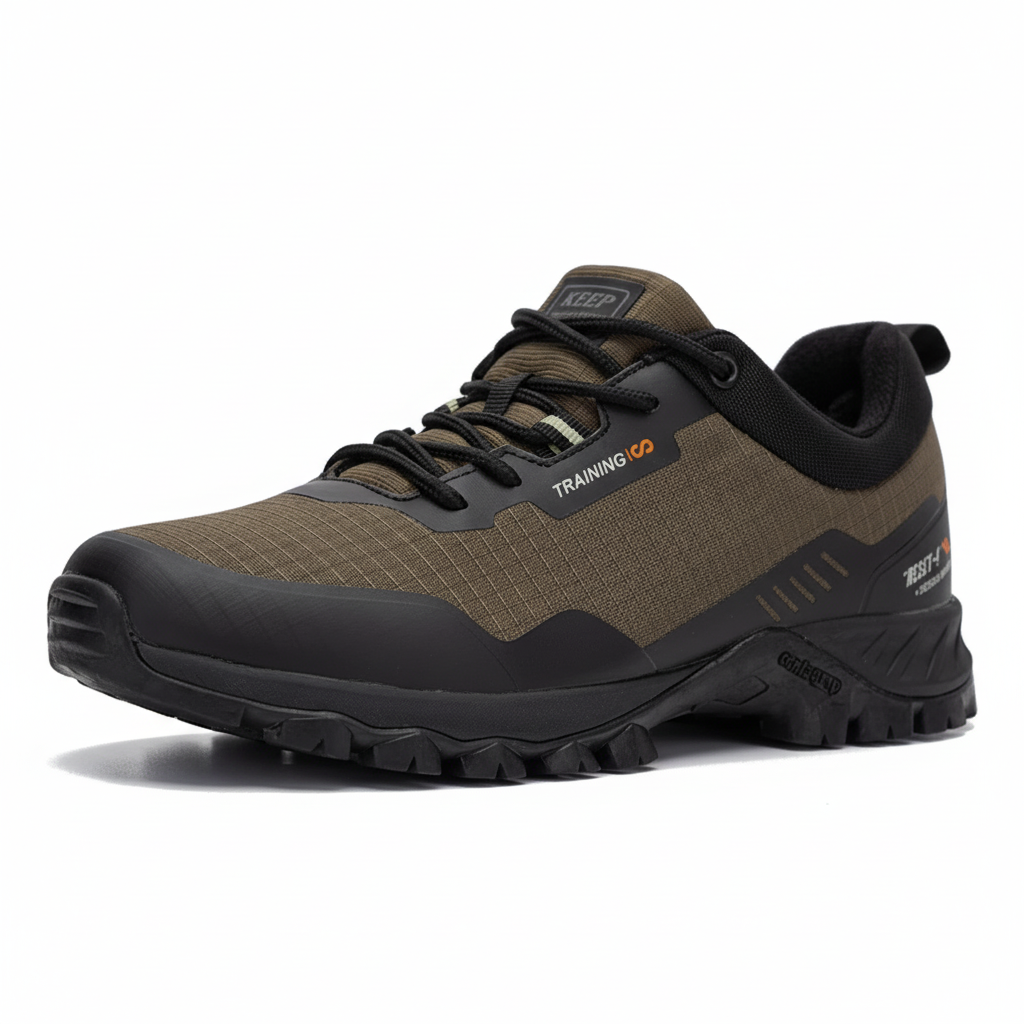 Waterproof lace up hiking shoe with grippy TPR outsole