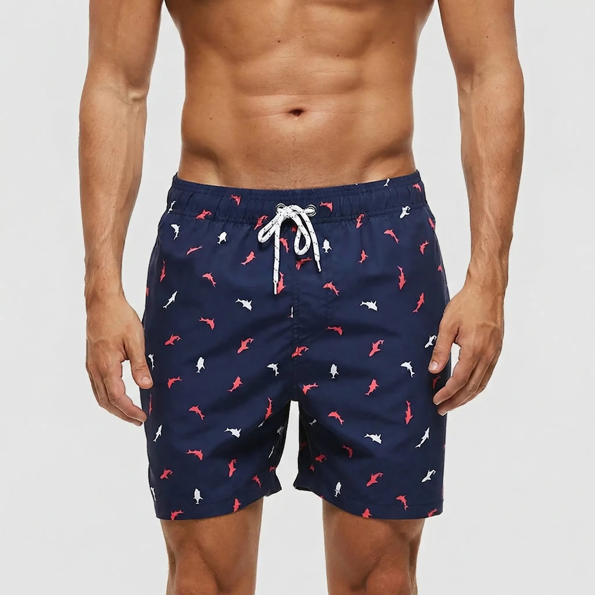 Men's quick-dry swim shorts with adjustable waist and breathable design