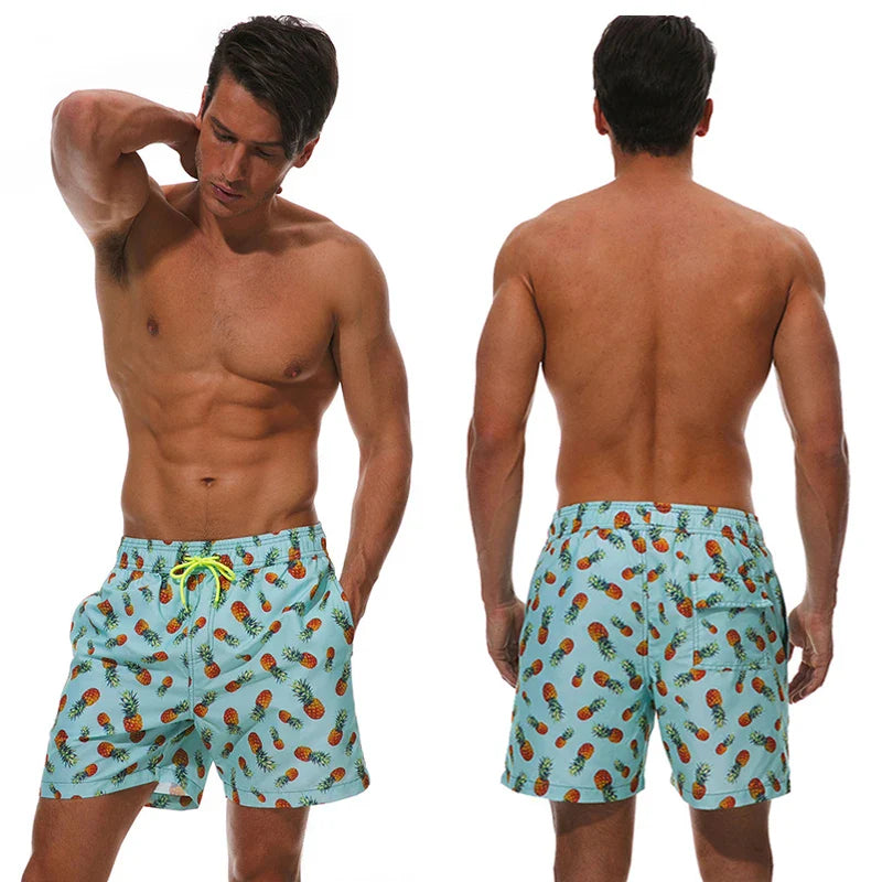 Men's quick-dry swim shorts with adjustable waist and breathable design