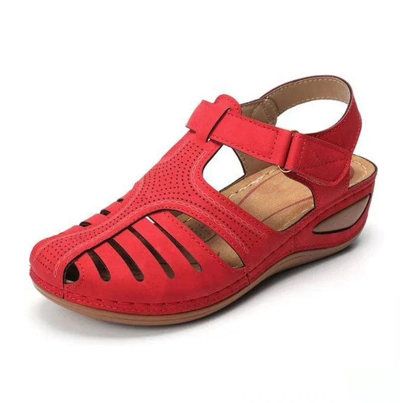Women's orthopedic wedge sandal with wide toe box and cushioned sole