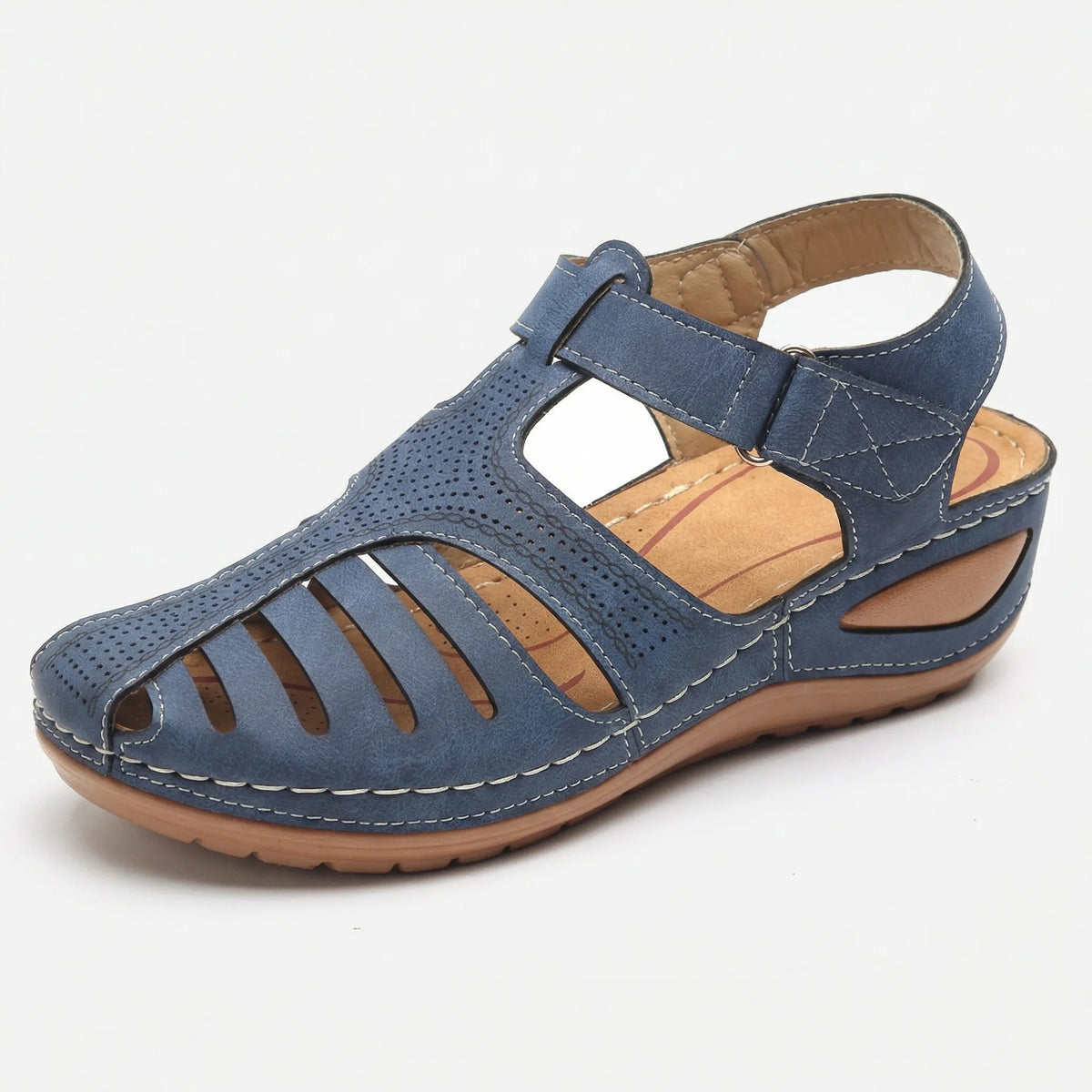 Women's orthopedic wedge sandal with wide toe box and cushioned sole