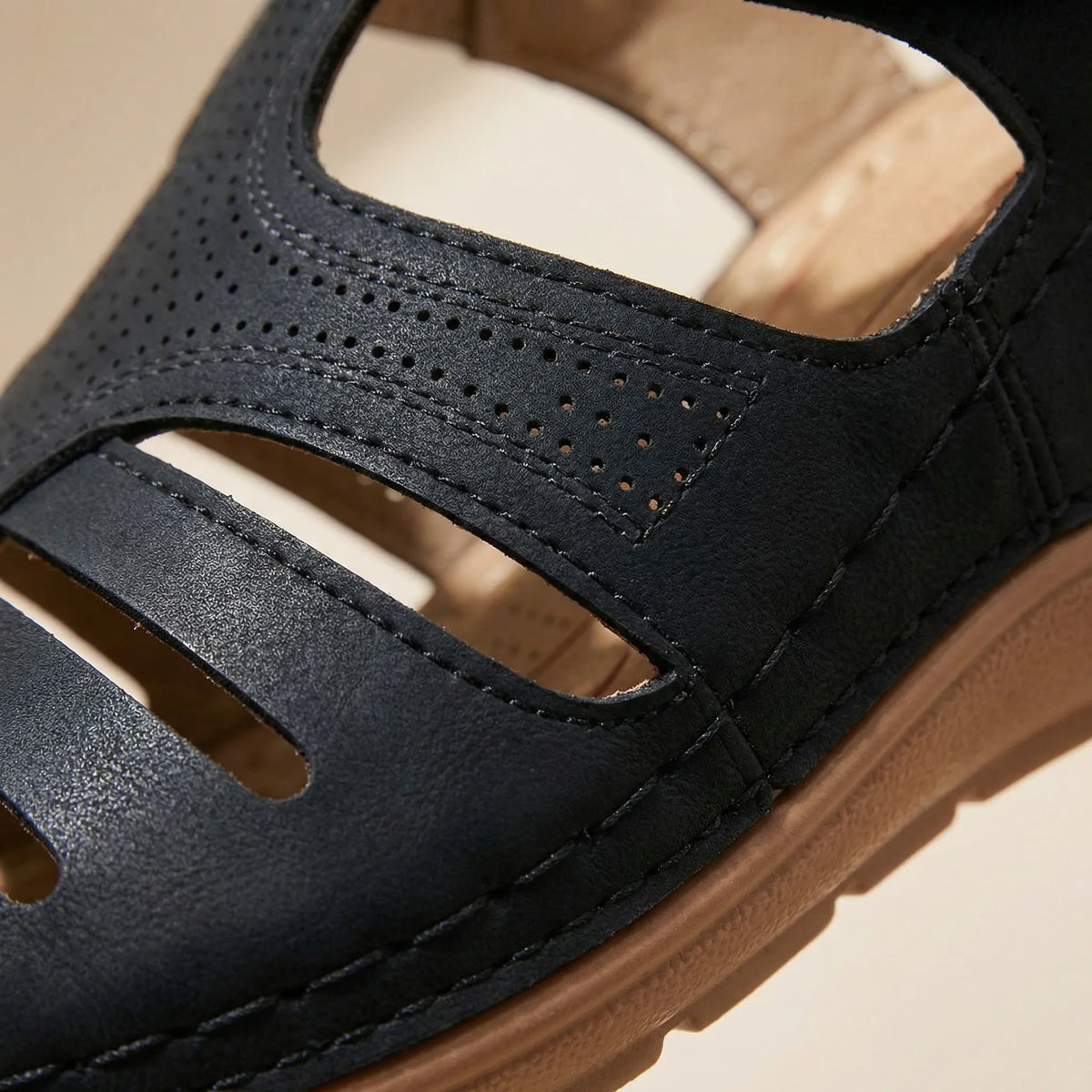 Women's orthopedic wedge sandal with wide toe box and cushioned sole