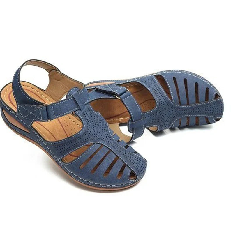 Women's orthopedic wedge sandal with wide toe box and cushioned sole
