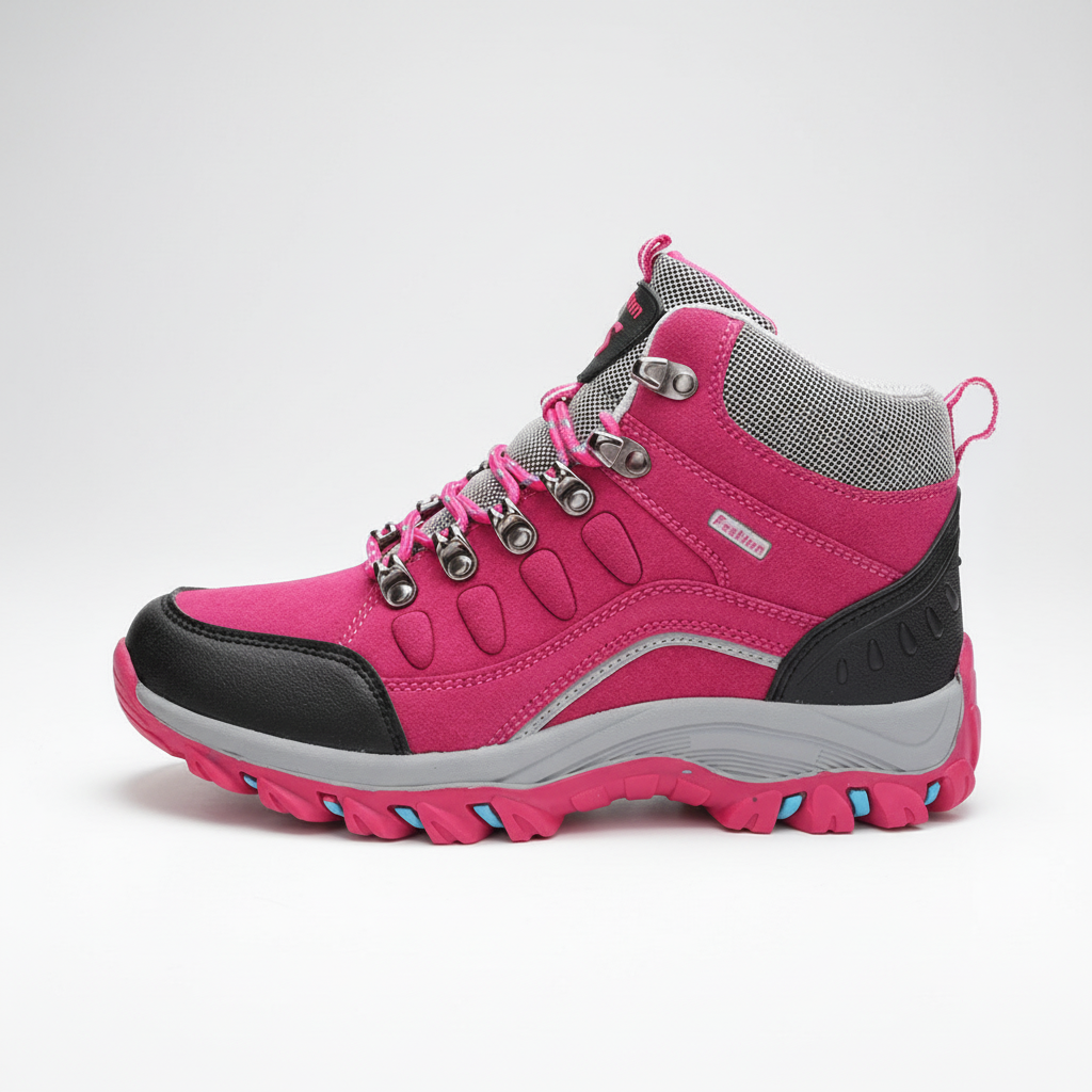 Women's hiking boots with leather upper and ankle support