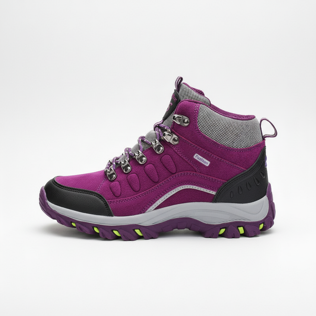 Women's hiking boots with leather upper and ankle support