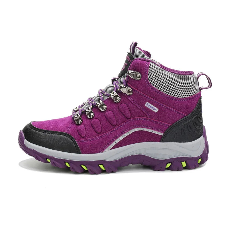 Women's hiking boots with leather upper and ankle support