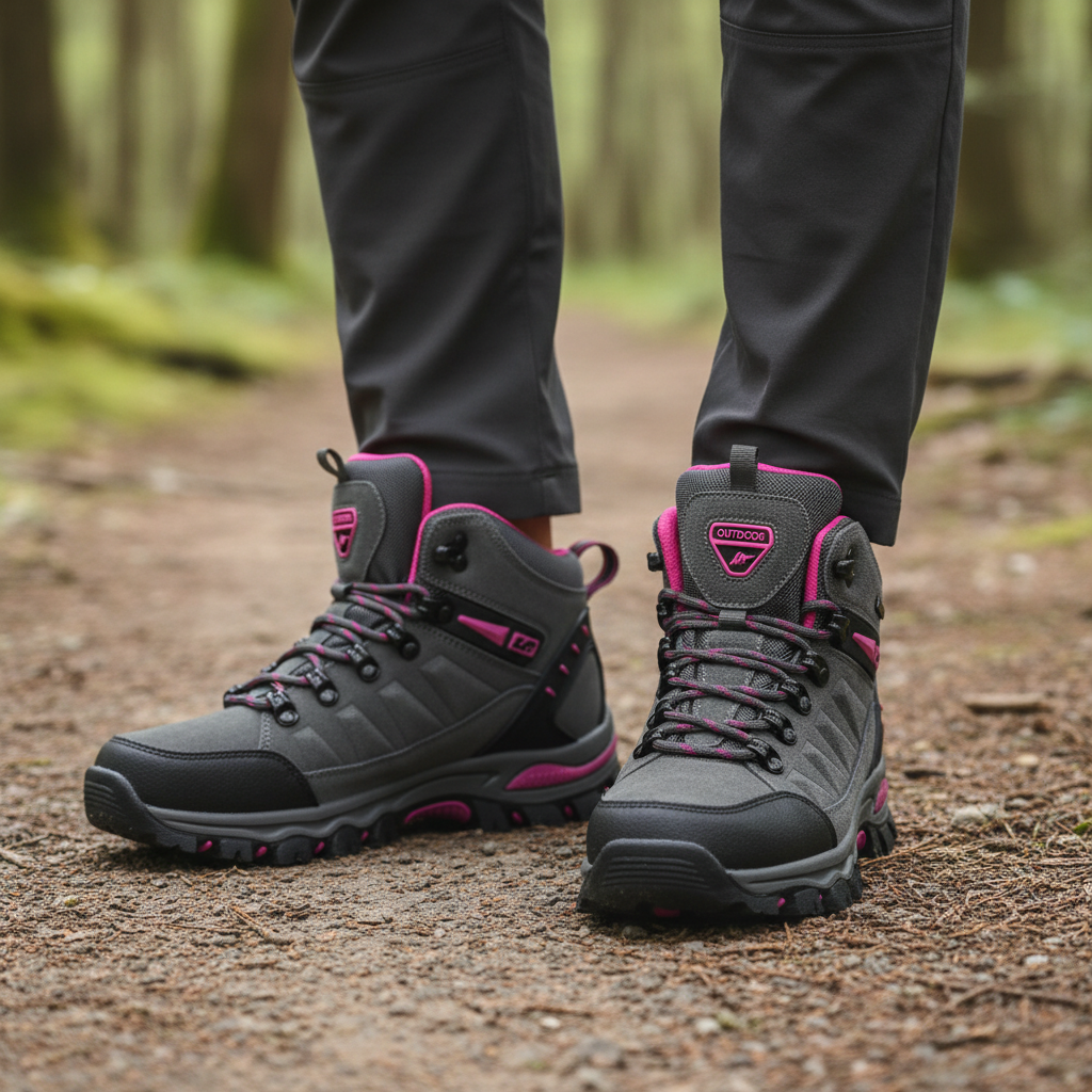 Women's ankle hiking boot with breathable lining and grippy outsole