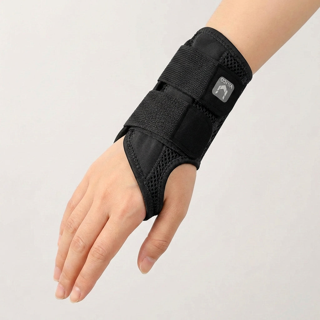 Half finger wrist support brace with adjustable compression straps