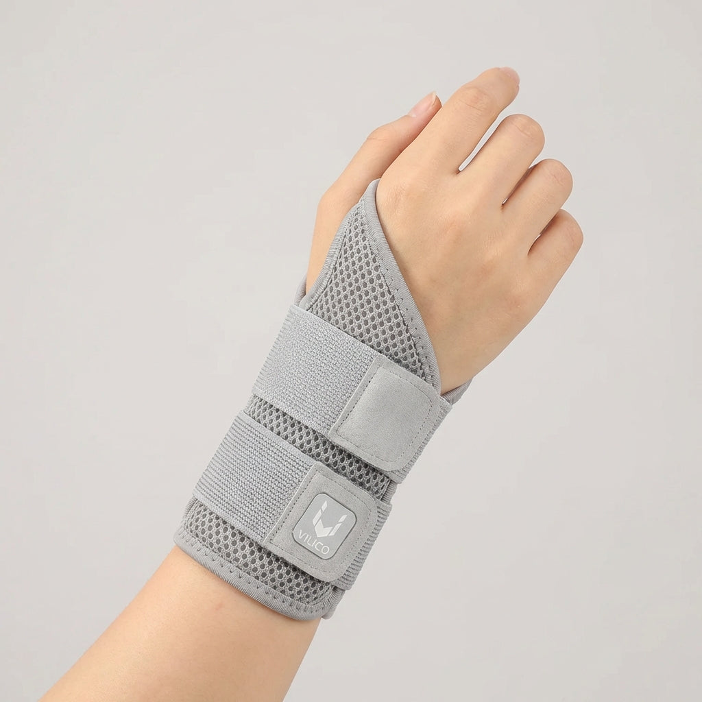 Half finger wrist support brace with adjustable compression straps