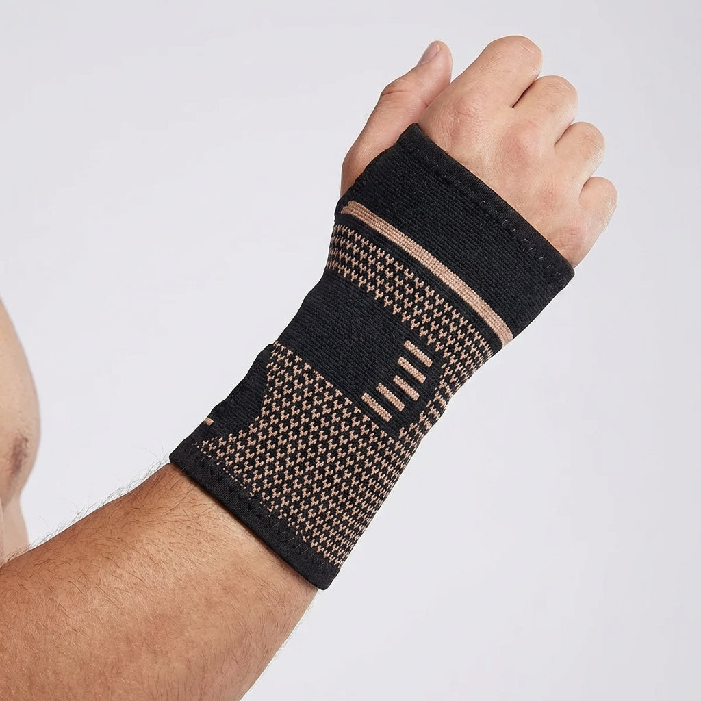 Elastic wrist support with compression for sports and daily activities
