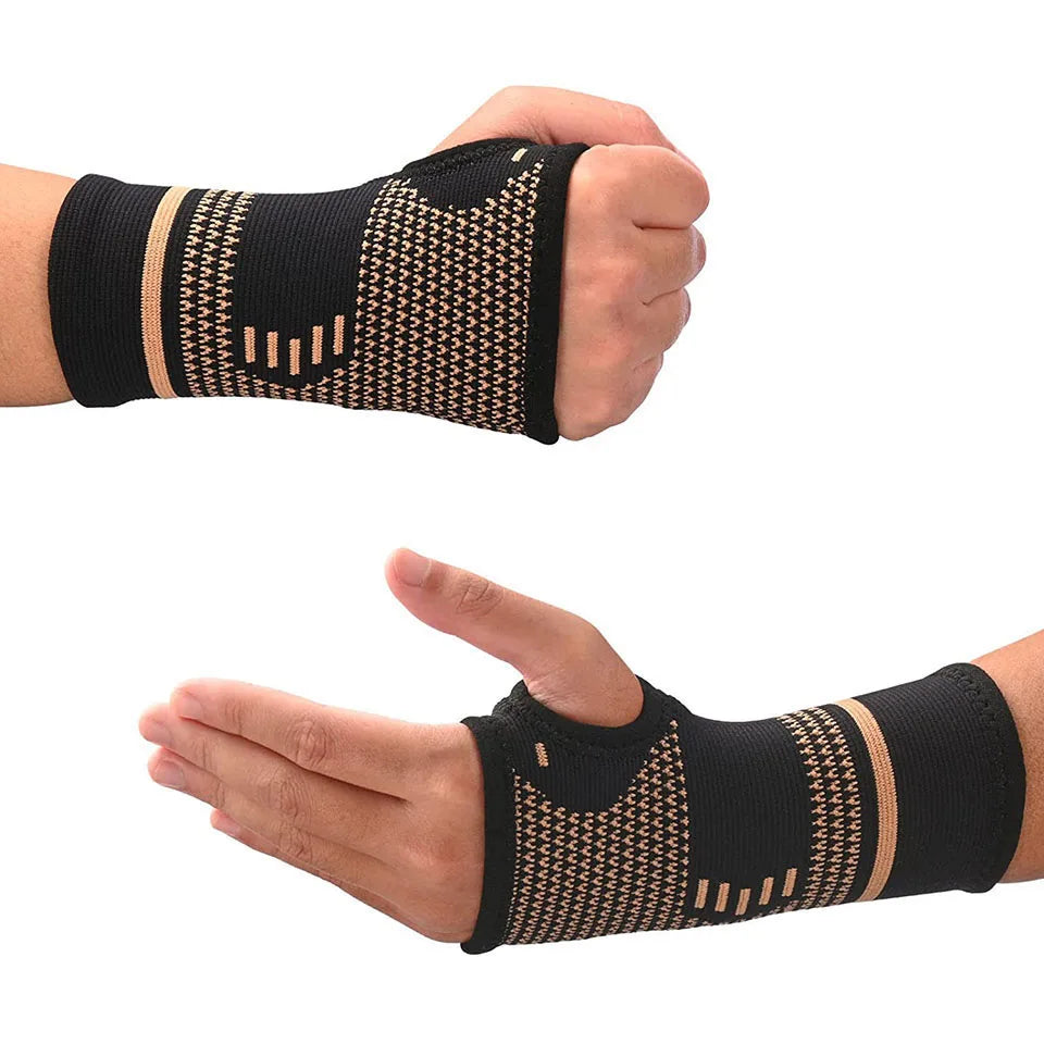 Elastic wrist support with compression for sports and daily activities