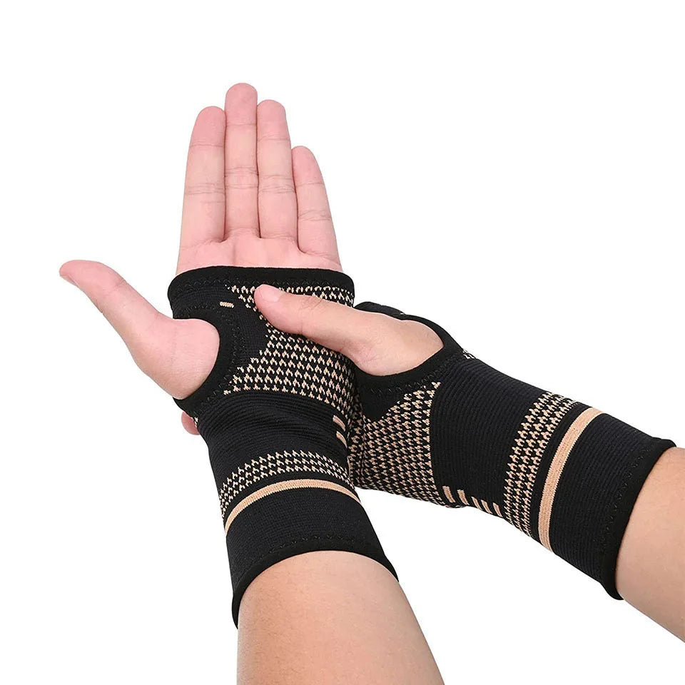 Elastic wrist support with compression for sports and daily activities